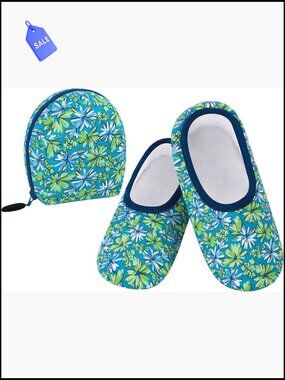 Foldable Travel Slippers Non-Skid Fleece Sherpa Lined